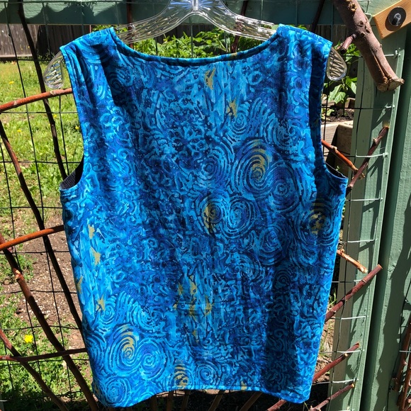Dressy, Drapey,  Blu+Gold Art-Print Tank - Size M. - Picture 8 of 8